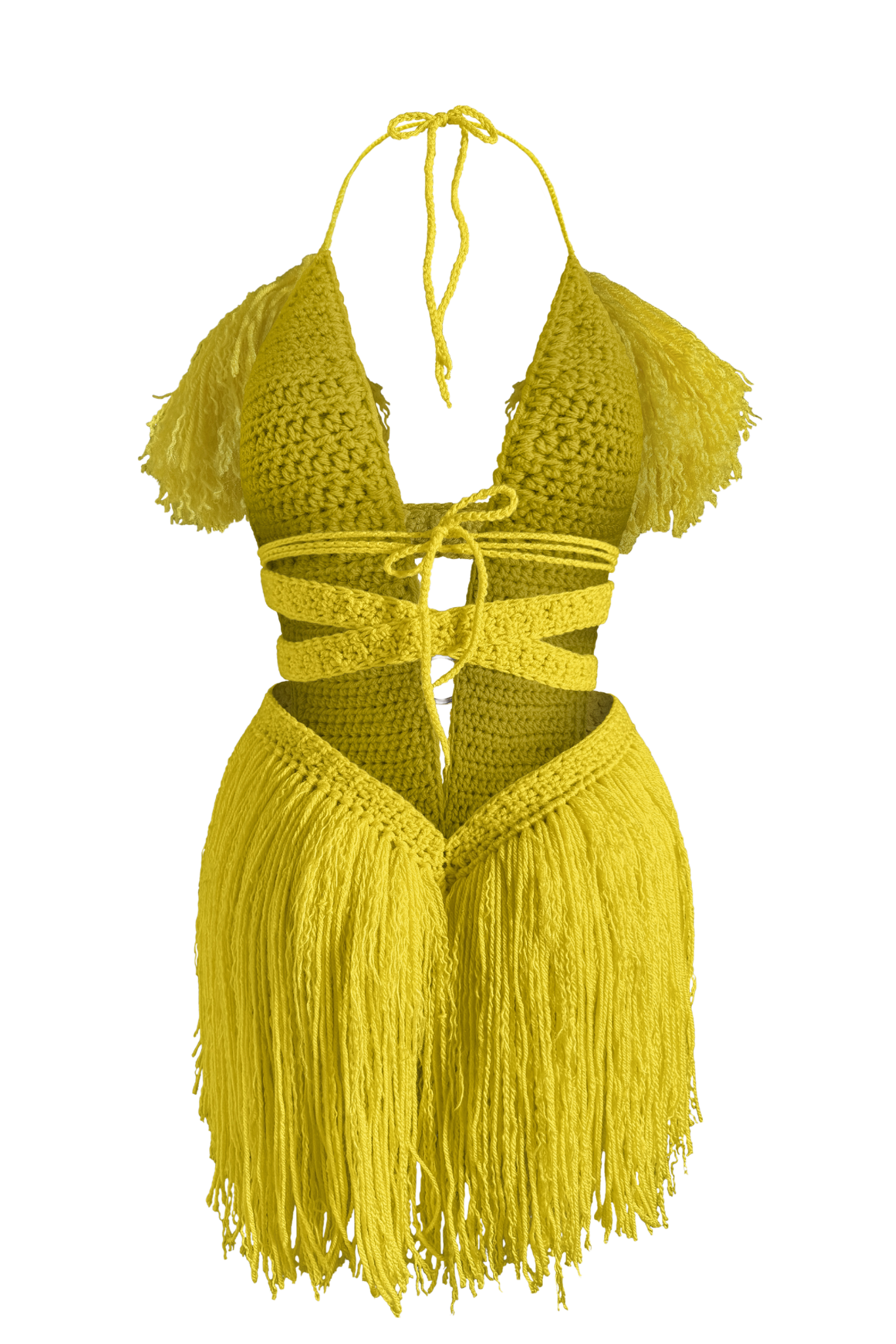 TANIJAY CROCHET ONE PIECE Hebe Crochet One Piece - Knee Length Curly Fringe