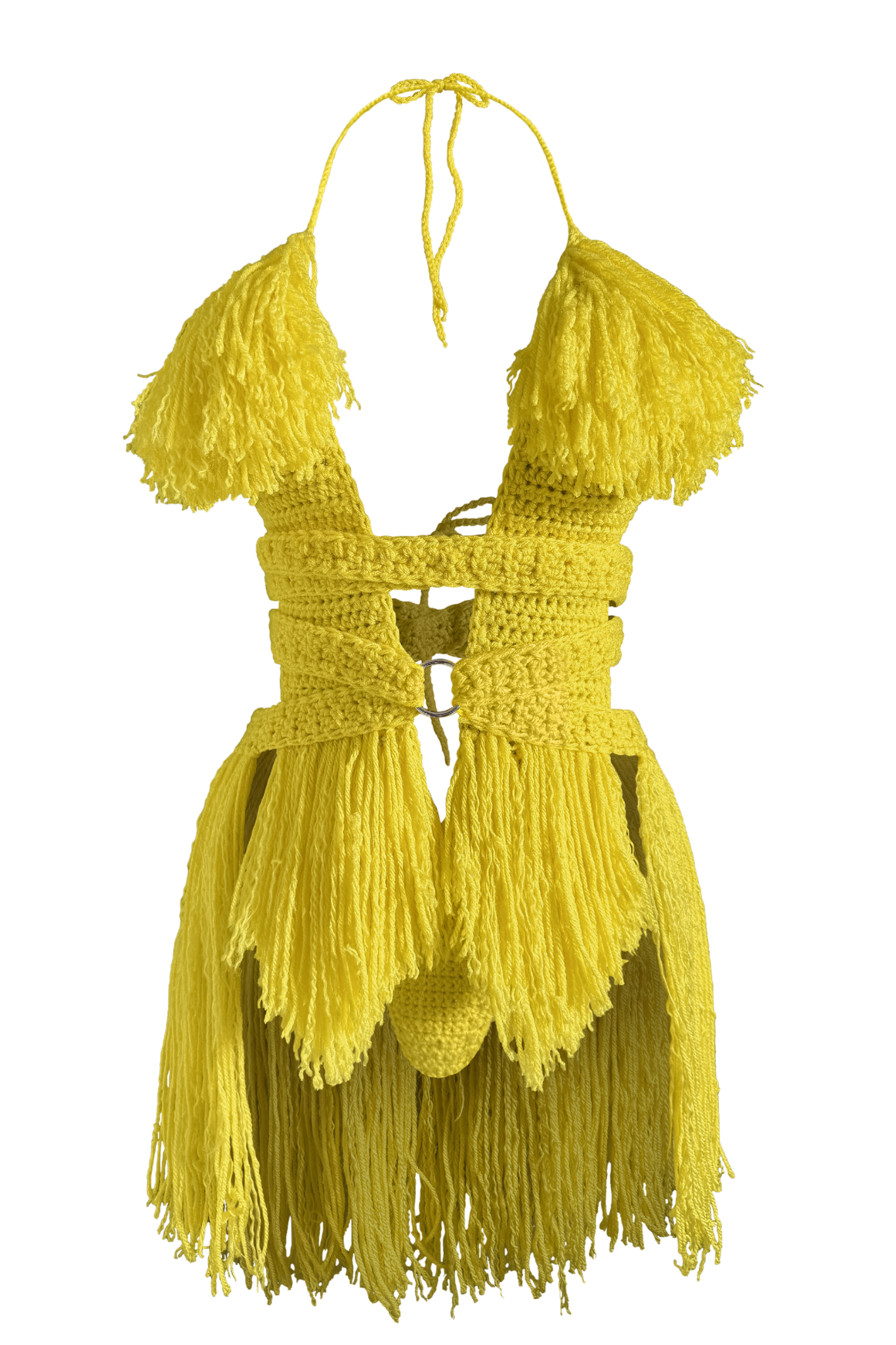 TANIJAY CROCHET ONE PIECE Hebe Crochet One Piece - Knee Length Curly Fringe