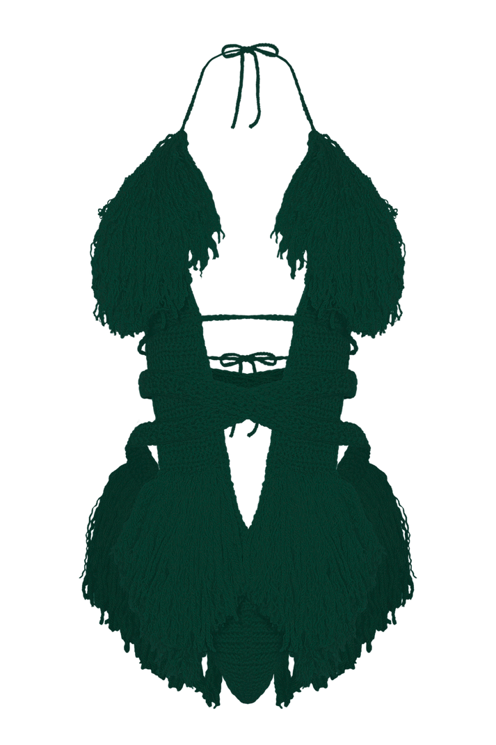TANIJAY CROCHET ONE PIECE XS / Hunter Green Hebe Crochet One Piece