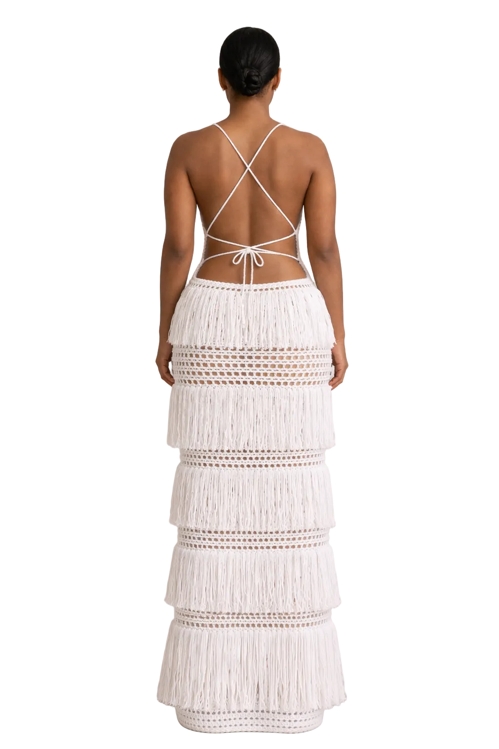 TANIJAY CROCHET Margaux Fringe Dress — Aran