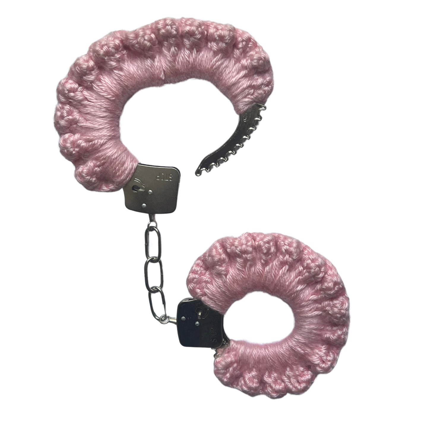 TANIJAY CROCHET handcuff Silky Crochet Handcuffs: Baby Pink