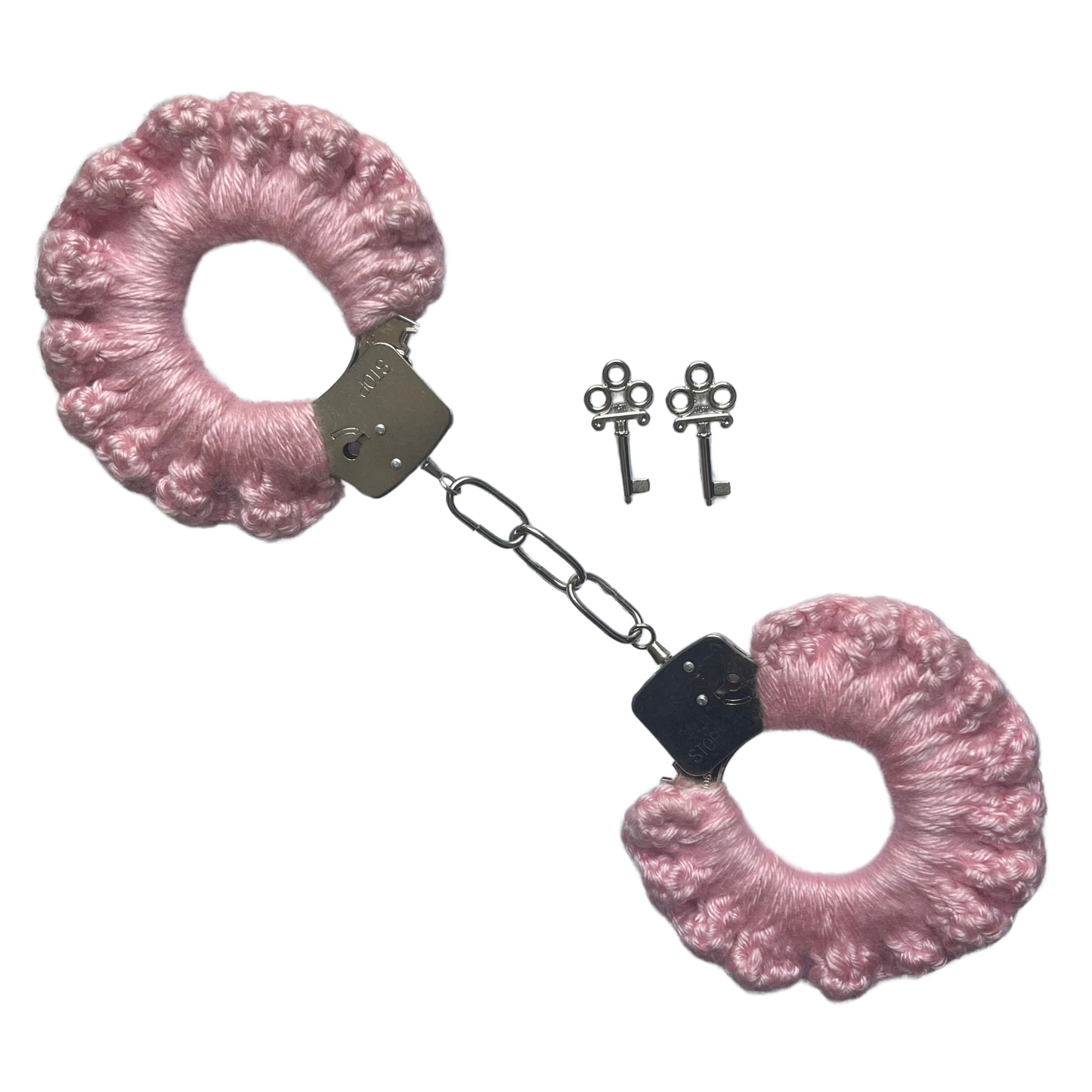 TANIJAY CROCHET handcuff Silky Crochet Handcuffs: Baby Pink