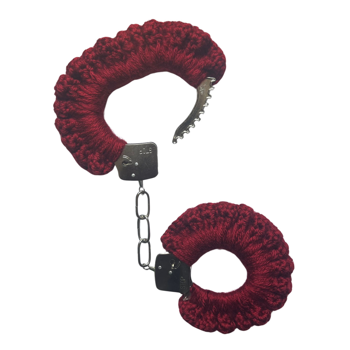 TANIJAY CROCHET handcuff Silky Crochet Handcuffs: Wine