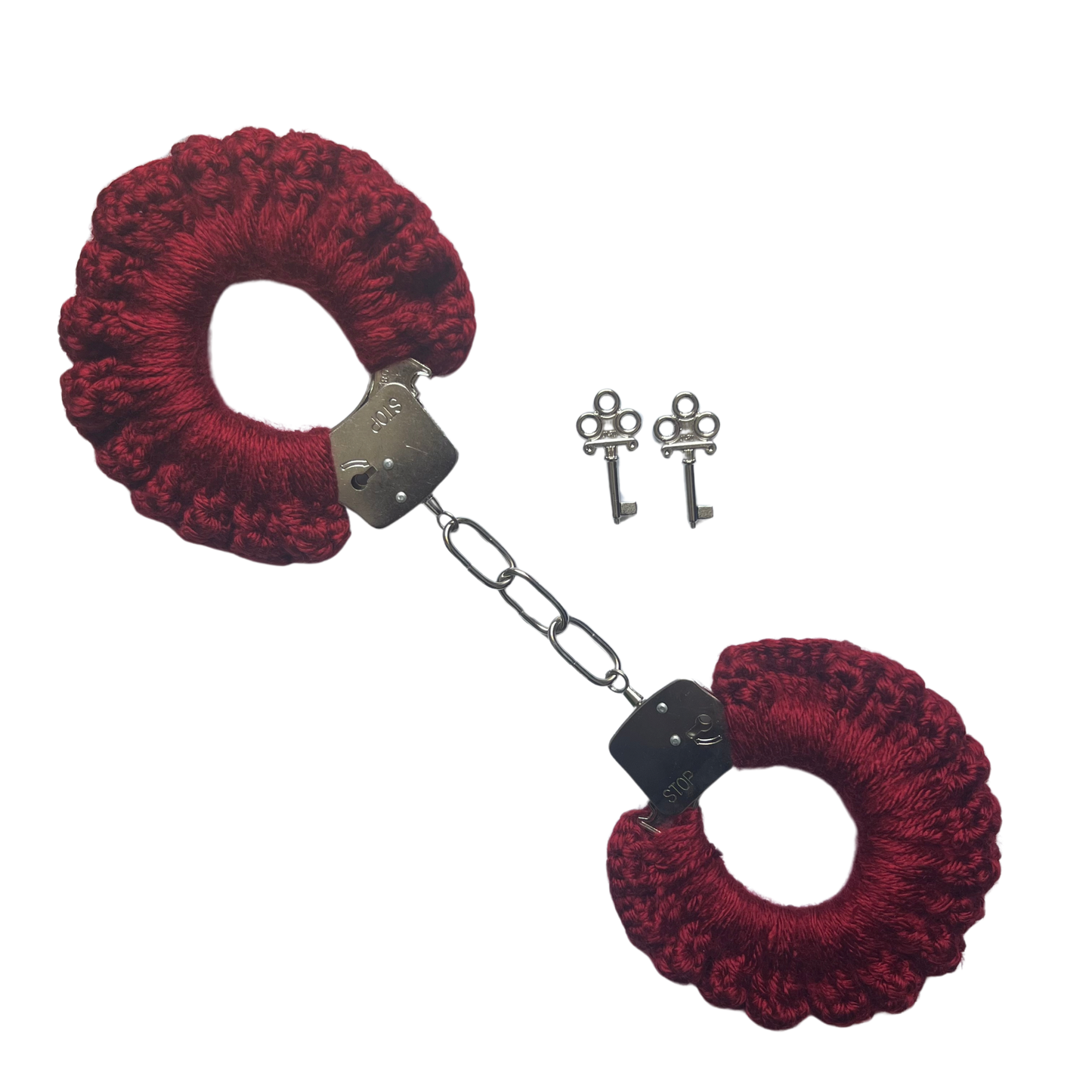 TANIJAY CROCHET handcuff Silky Crochet Handcuffs: Wine