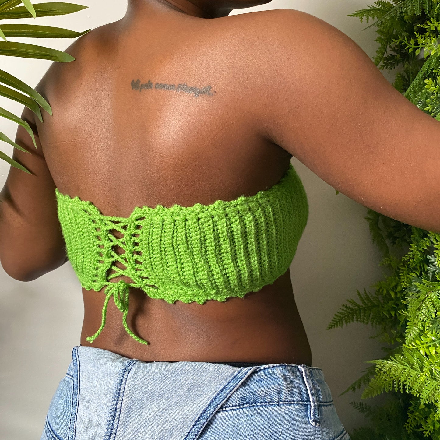 TANIJAY CROCHET Strapless Astraea Crochet Crop Top