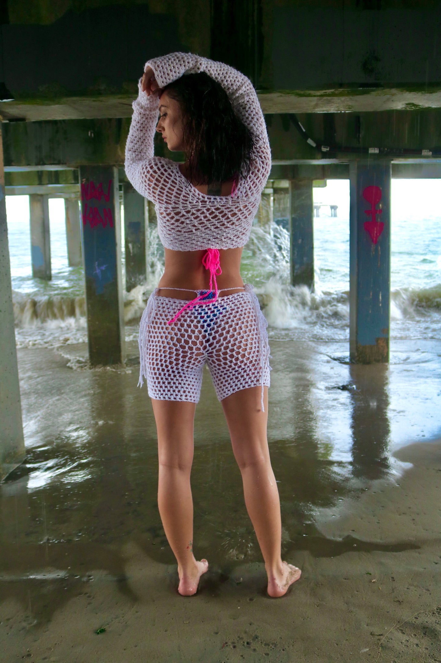 TANIJAYLAUNCH SWEATER Meshelle Crop Cover Up Top