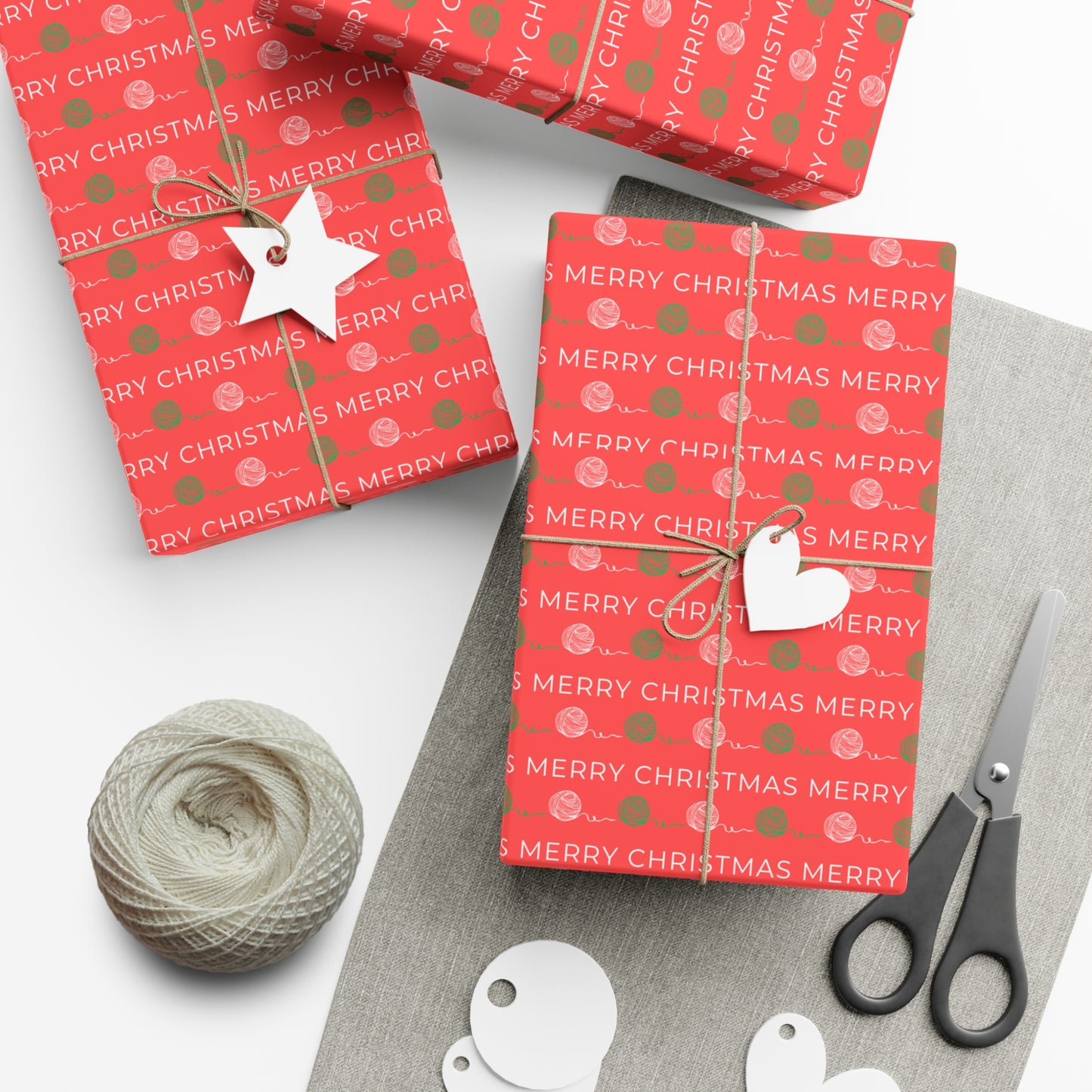 "Berry Merry" Crochet-Inspired Wrapping Paper – Instant Download Single Design