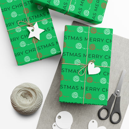 "Evergreen Bliss 2.0" Yarn-Inspired Wrapping Paper – Instant Download Single Design