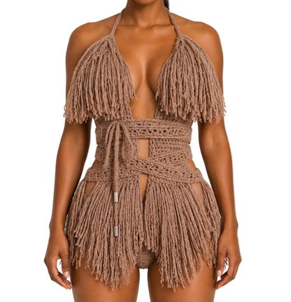 Hebe Crochet One Piece Cafe Latte Medium – Ready to Ship (48 Hours)