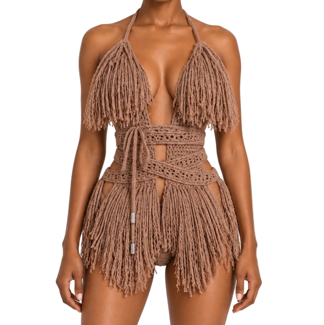 Hebe Crochet One Piece Cafe Latte Small – Ready to Ship (48 Hours)