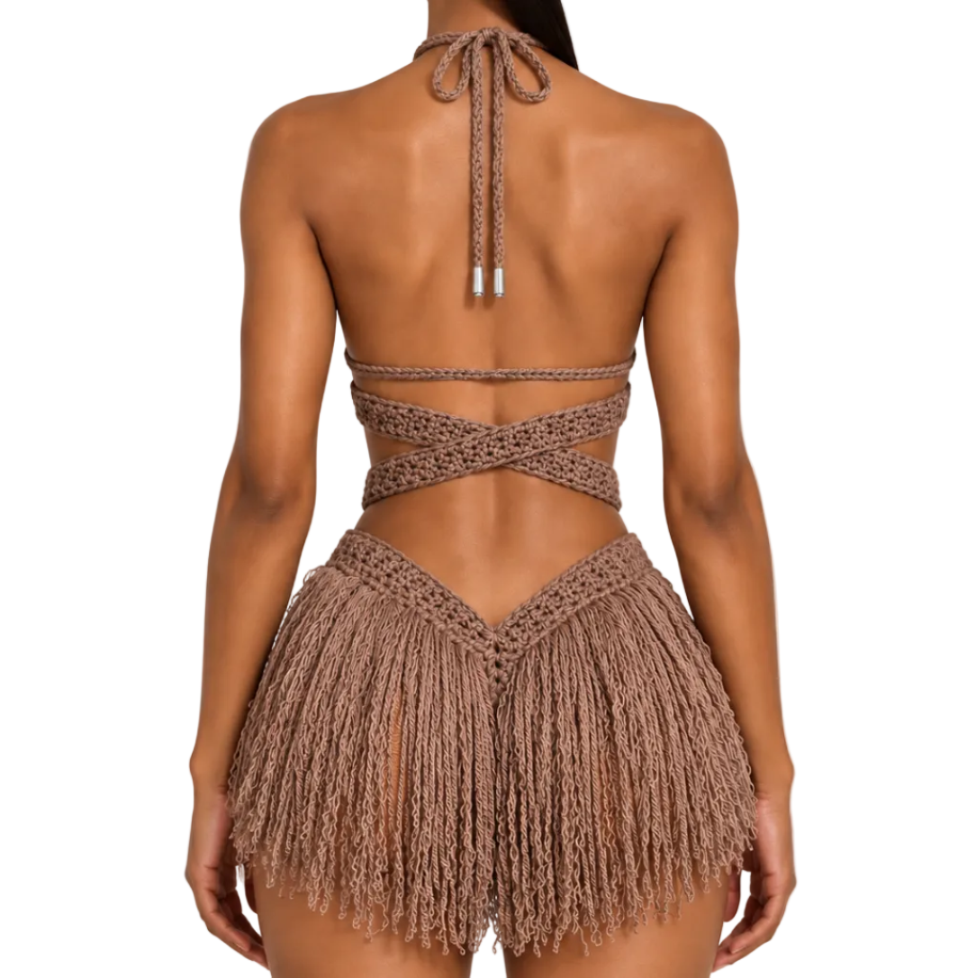 Hebe Crochet One Piece Cafe Latte Small – Ready to Ship (48 Hours)