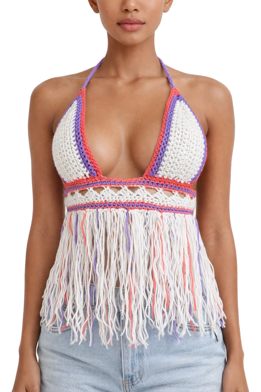 TANIJAY CROCHET TOP Cybele Fringe Crochet Top