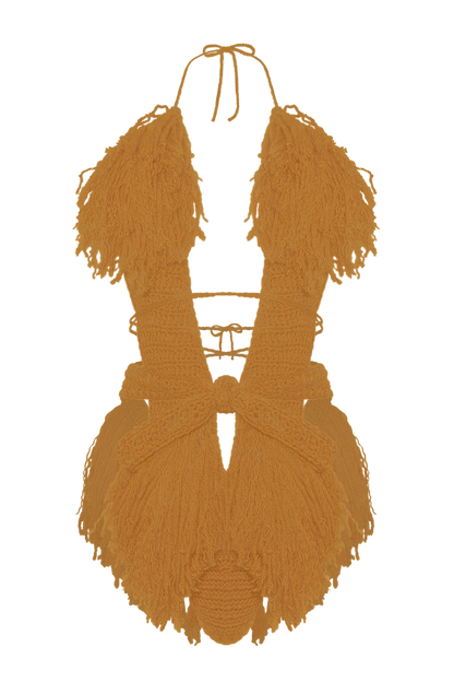 TANIJAY CROCHET ONE PIECE XS / Gold Hagata Crochet One Piece