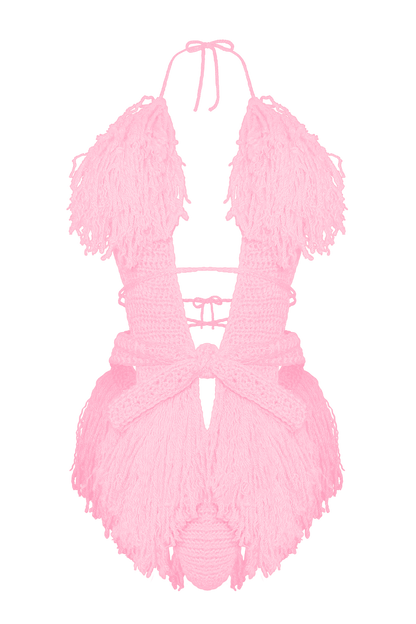 TANIJAY CROCHET ONE PIECE XS / Light Pink Hagata Crochet One Piece