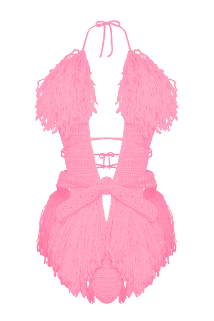TANIJAY CROCHET ONE PIECE XS / Pretty n Pink Hagata Crochet One Piece