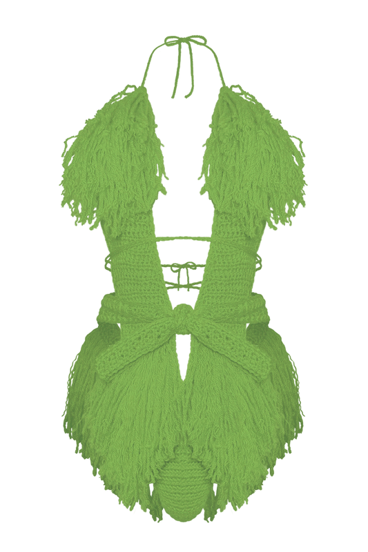 TANIJAY CROCHET ONE PIECE XS / Spring Green Hagata Crochet One Piece