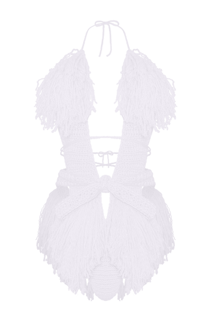 TANIJAY CROCHET ONE PIECE XS / White Hagata Crochet One Piece