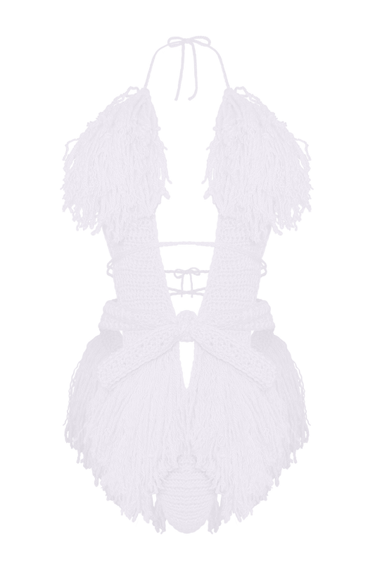 TANIJAY CROCHET ONE PIECE XS / White Hagata Crochet One Piece