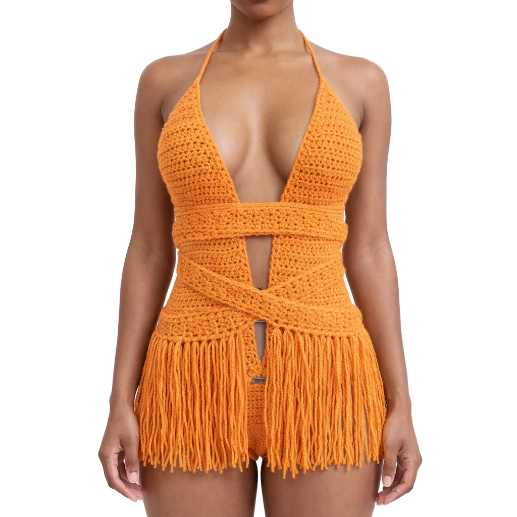 TANIJAY CROCHET READY TO SHIP Halle Crochet One Piece Back Coverage Edition Curry Small – Ready to Ship (48 Hours)