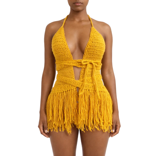 TANIJAY CROCHET READY TO SHIP Halle Crochet One Piece Back Coverage Edition Gold Small – Ready to Ship (48 Hours)