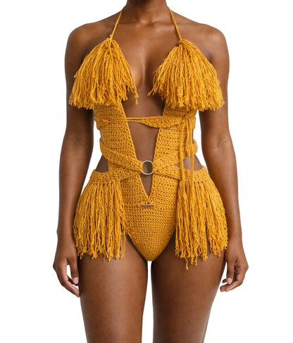 TANIJAY CROCHET ONE PIECE Hanet Crochet One Piece : Brazilian High Cut Coverage