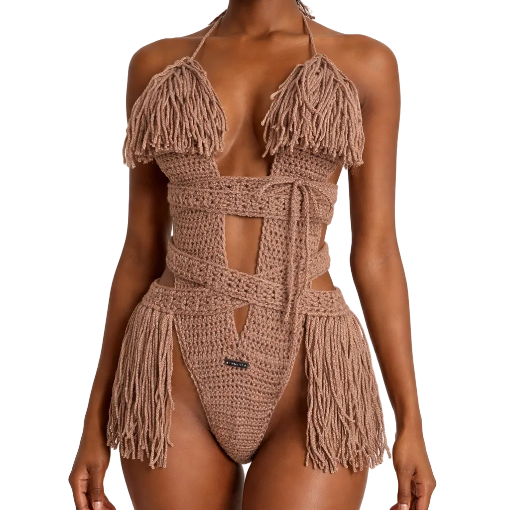 TANIJAY CROCHET READY TO SHIP Hanet Crochet One Piece Cafe Latte XSmall – Ready to Ship (48 Hours)