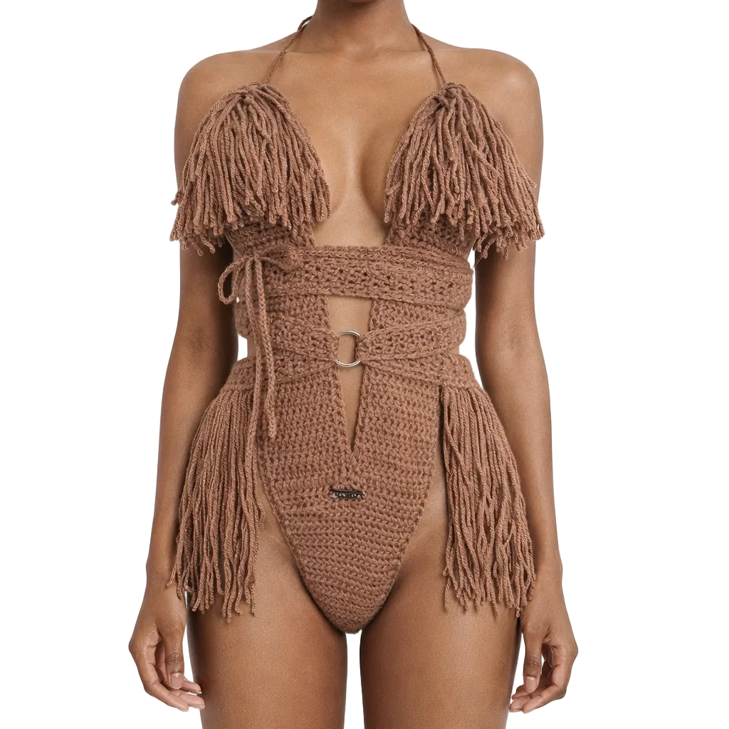 TANIJAY CROCHET READY TO SHIP Hanet Crochet One Piece Cafe Latte XSmall – Ready to Ship (48 Hours)