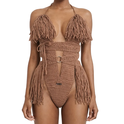 TANIJAY CROCHET READY TO SHIP Hanet Crochet One Piece Cafe Latte XSmall – Ready to Ship (48 Hours)