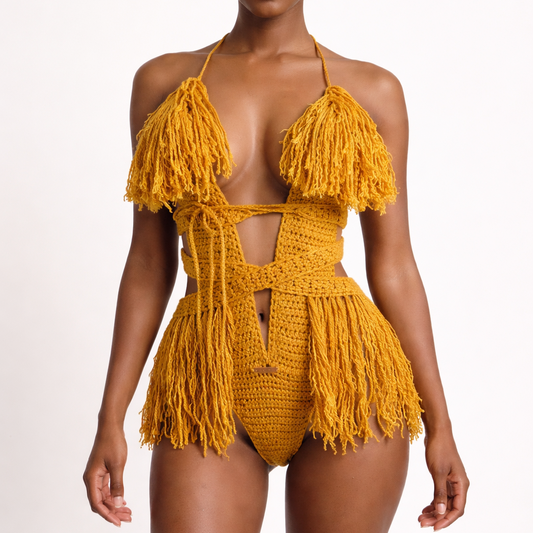 TANIJAY CROCHET READY TO SHIP Hanet Crochet One Piece Gold Small – Ready to Ship (48 Hours)