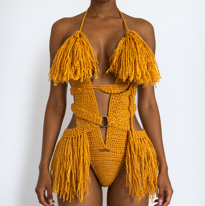 TANIJAY CROCHET READY TO SHIP Hanet Crochet One Piece Gold Small – Ready to Ship (48 Hours)