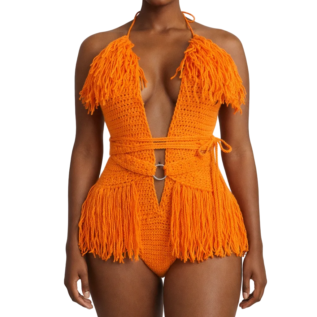 TANIJAY CROCHET READY TO SHIP Hanet Crochet One Piece Pumpkin Medium – Ready to Ship (48 Hours)
