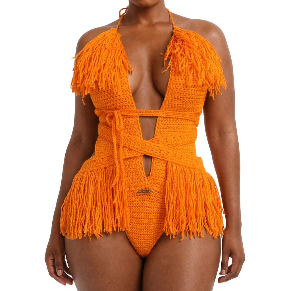TANIJAY CROCHET READY TO SHIP Hanet Crochet One Piece Pumpkin Medium – Ready to Ship (48 Hours)