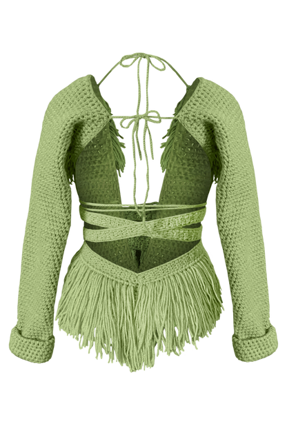 TANIJAY CROCHET ONE PIECE Hebe Crochet Monokini - Stacked Mesh Long Sleeve