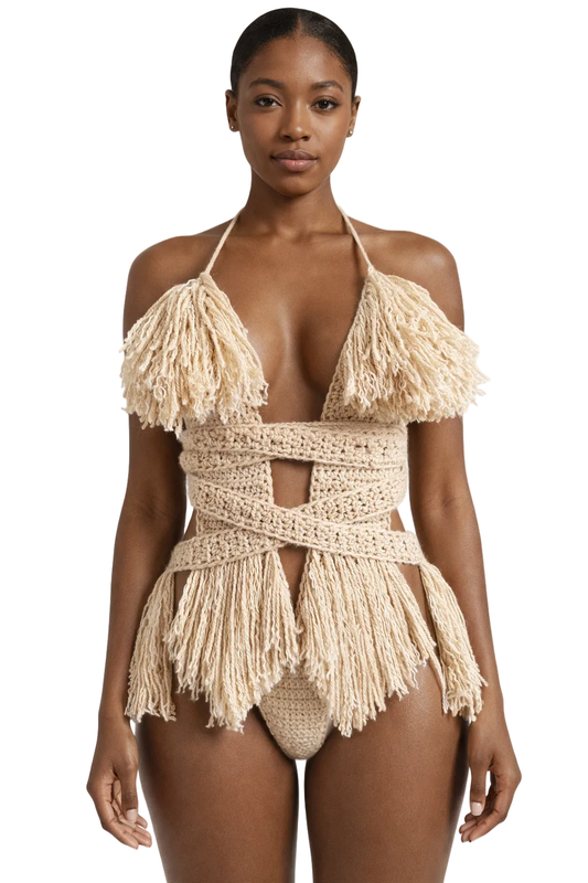 TANIJAY CROCHET ONE PIECE Hebe Crochet One Piece - Buff