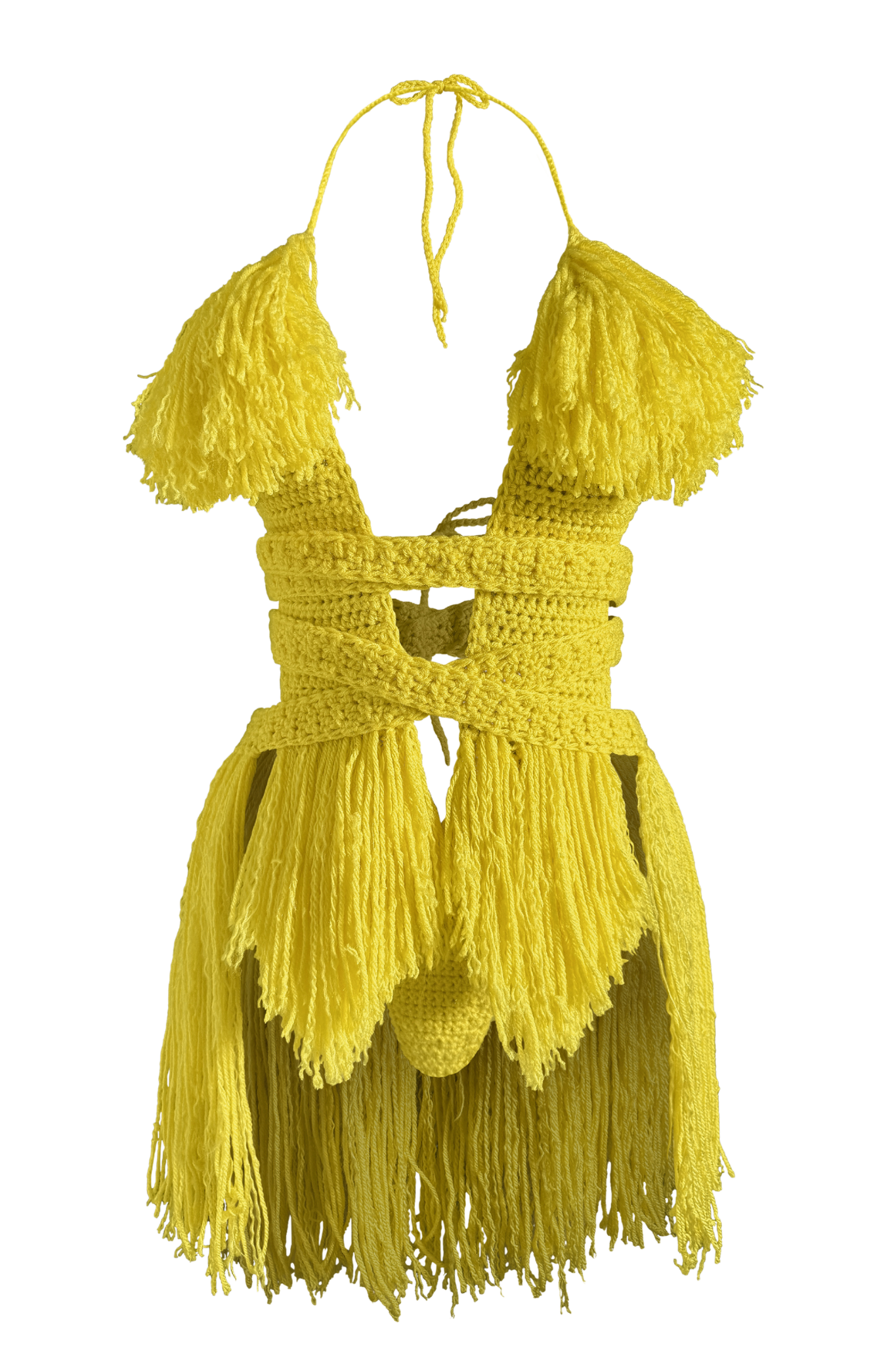 TANIJAY CROCHET ONE PIECE Hebe Crochet One Piece - Knee Length Curly Fringe