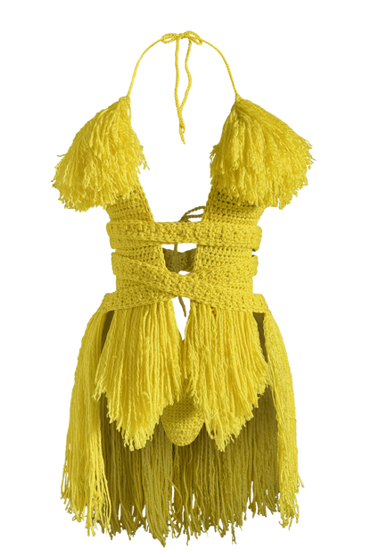 TANIJAY CROCHET ONE PIECE Hebe Crochet One Piece - Knee Length Curly Fringe