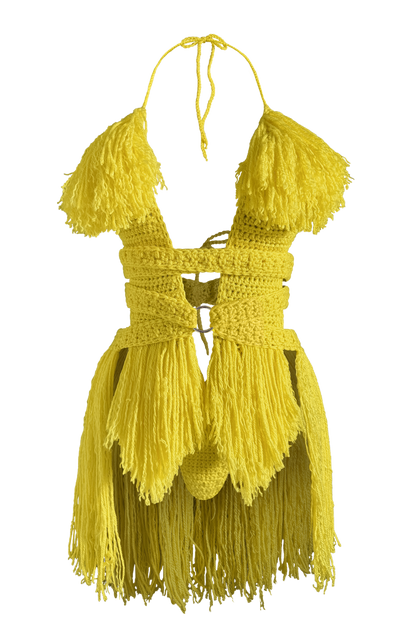 TANIJAY CROCHET ONE PIECE Hebe Crochet One Piece - Knee Length Curly Fringe