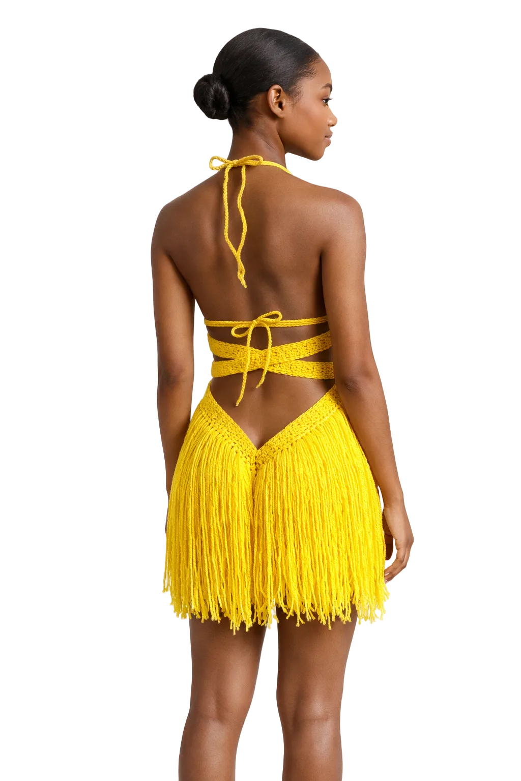 TANIJAY CROCHET ONE PIECE Hebe Crochet One Piece - Knee Length Curly Fringe