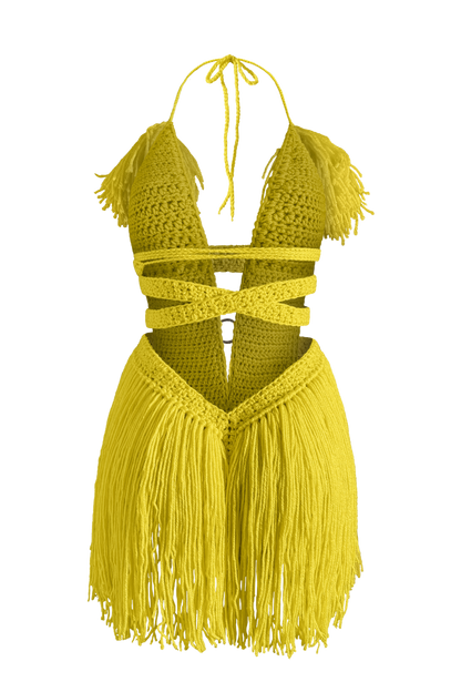 TANIJAY CROCHET ONE PIECE Hebe Crochet One Piece - Knee Length Untouched Fringe
