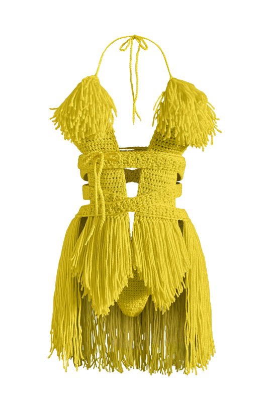 TANIJAY CROCHET ONE PIECE Hebe Crochet One Piece - Knee Length Untouched Fringe