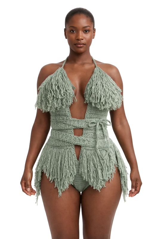 TANIJAY CROCHET ONE PIECE Hebe Crochet One Piece - Light Sage