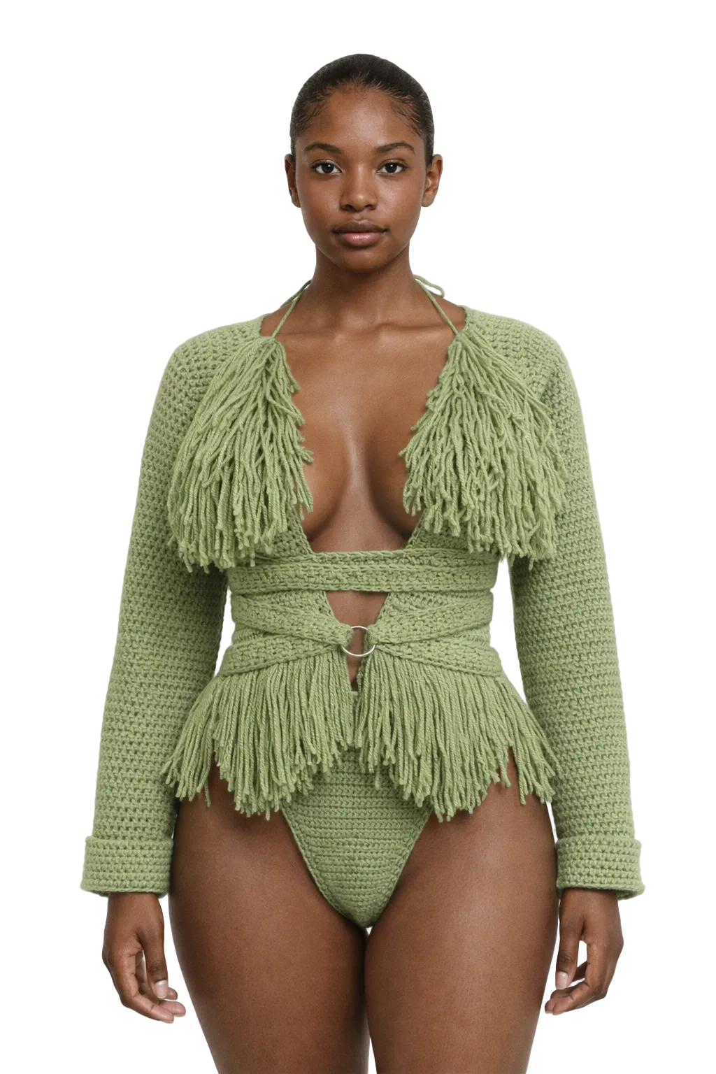 TANIJAY CROCHET ONE PIECE Hebe Crochet One Piece - Mesh Stacked Long Sleeve