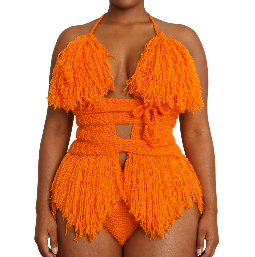 TANIJAY CROCHET READY TO SHIP Hebe Crochet One Piece Pumpkin Medium – Ready to Ship (48 Hours)