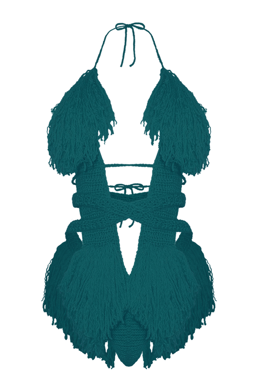 TANIJAY CROCHET ONE PIECE Real Teal Hebe Crochet One Piece - Small