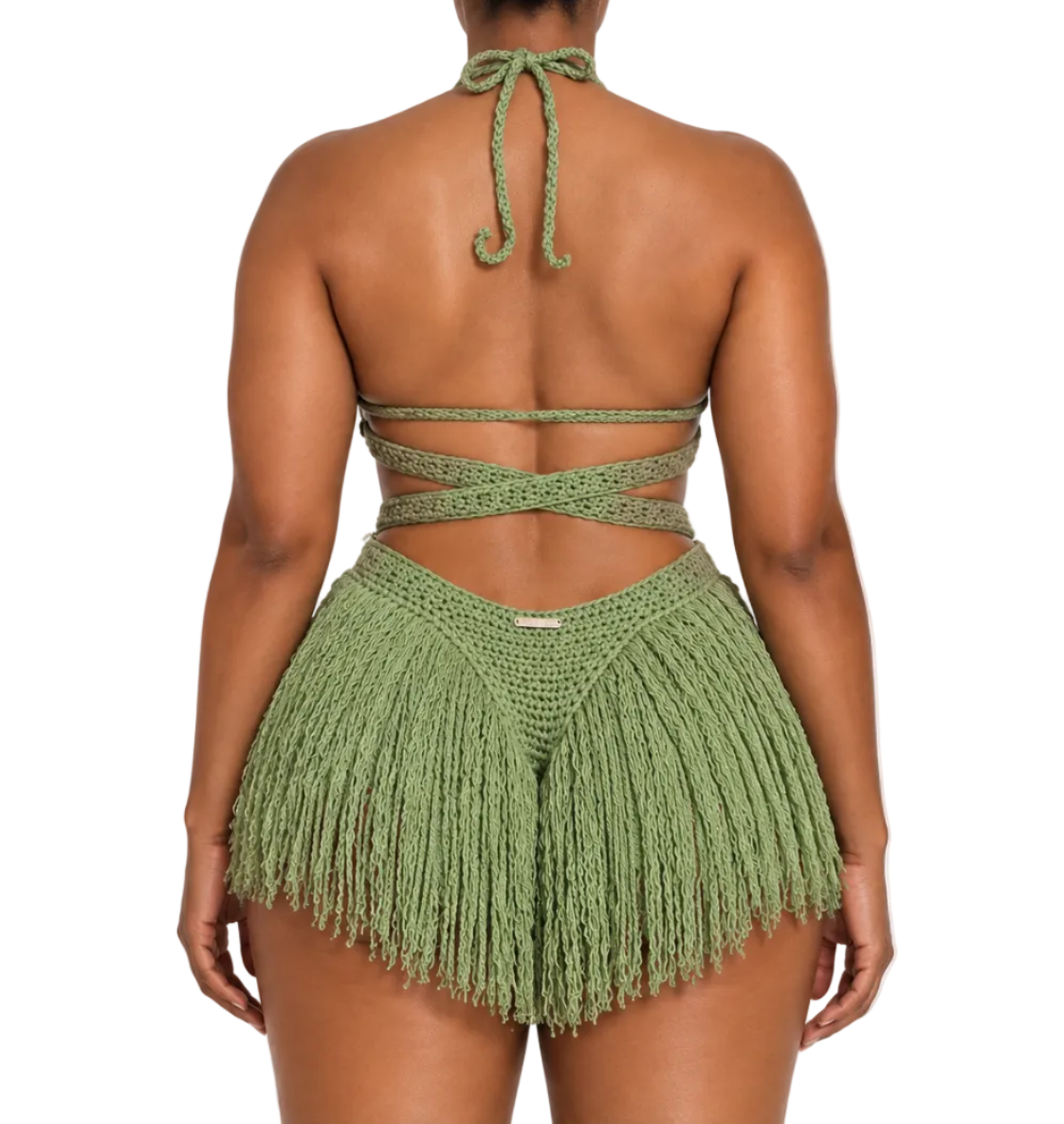 TANIJAY CROCHET READY TO SHIP Hebe Crochet One Piece Tea Leaf Medium High Cut Thong – Ready to Ship (48 Hours)