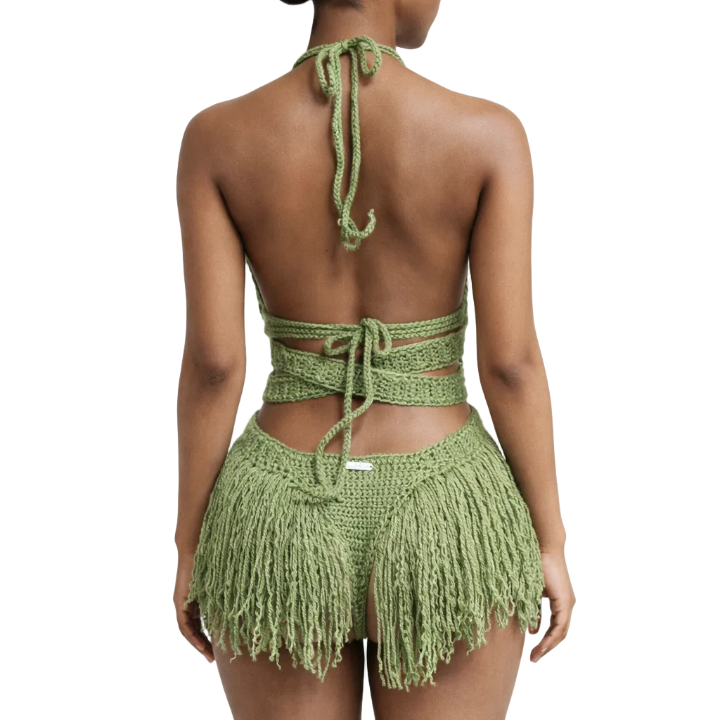 TANIJAY CROCHET READY TO SHIP Hebe Crochet One Piece Tea Leaf Small Brazilian Back Coverage – Ready to Ship (48 Hours)
