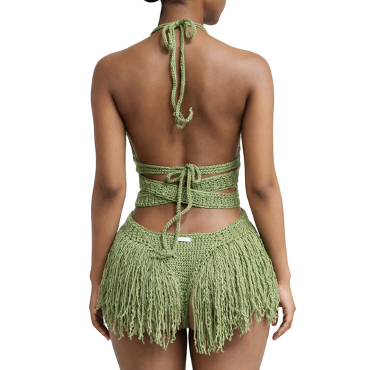 TANIJAY CROCHET READY TO SHIP Hebe Crochet One Piece Tea Leaf Small Brazilian Back Coverage – Ready to Ship (48 Hours)