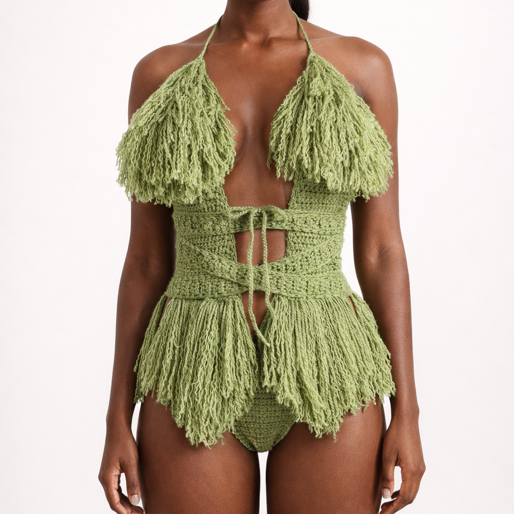 TANIJAY CROCHET READY TO SHIP Hebe Crochet One Piece Tea Leaf Small – Ready to Ship (48 Hours)