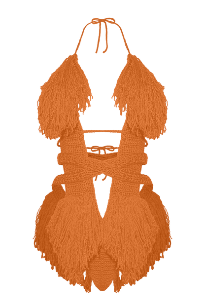 TANIJAY CROCHET ONE PIECE Pumpkin Hebe Crochet One Piece - XLarge