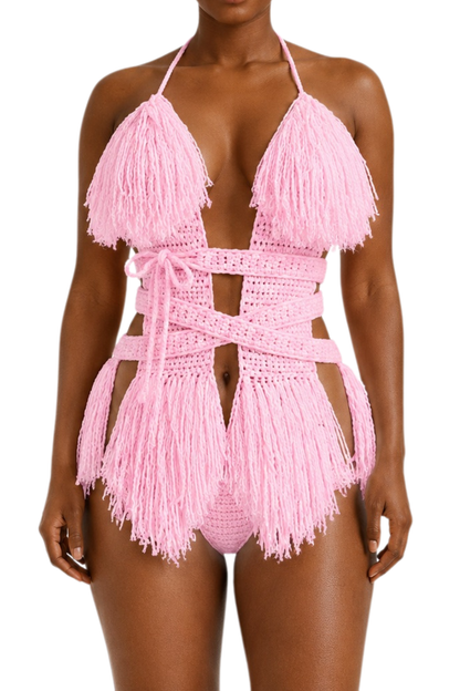 Color swatch photo of the Baby Pink Hebe crochet one piece by TaniJay Crochet.